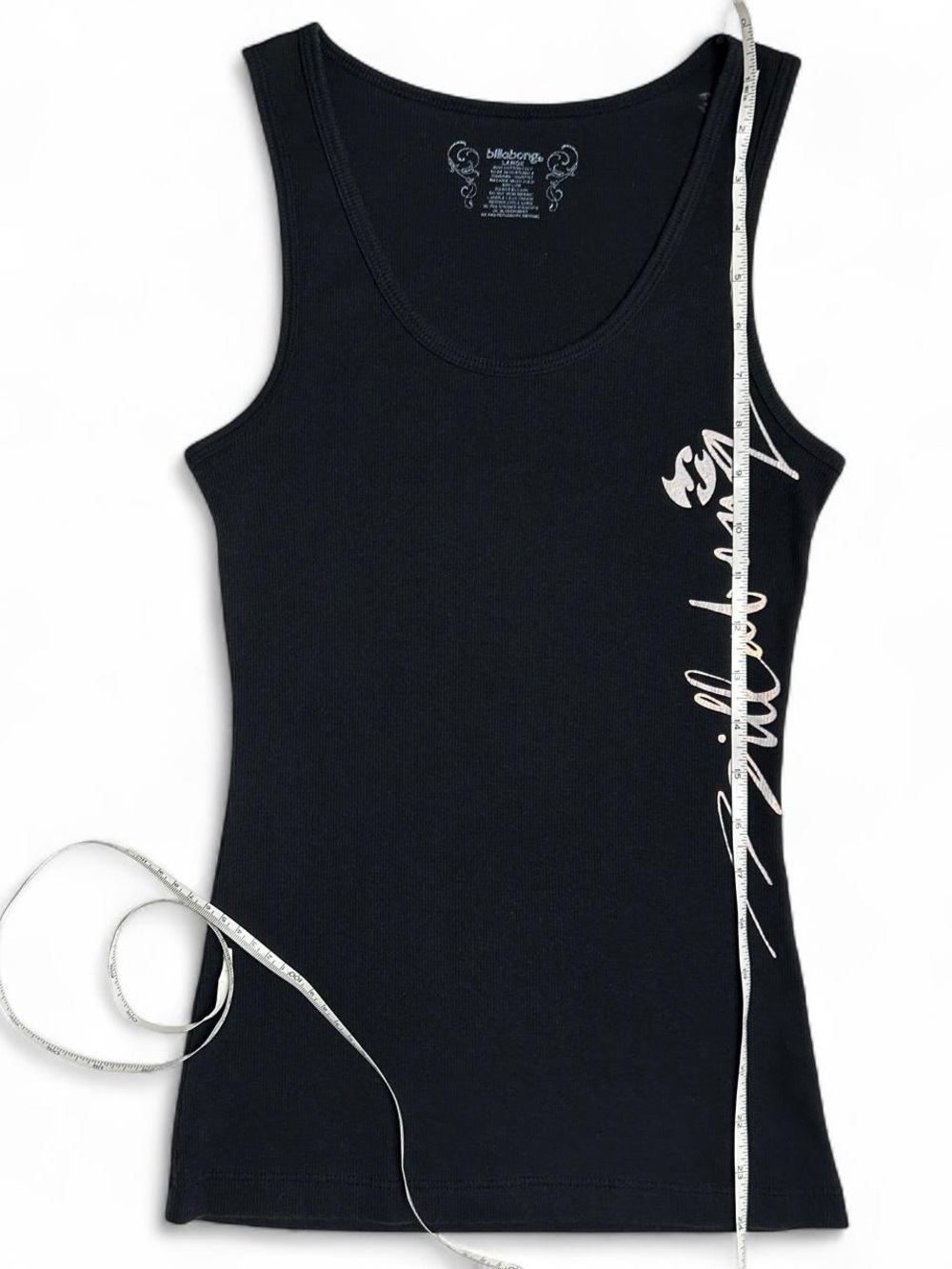 Y2K 2000s Billabong Reflective Logo Black Tank Top - Picture 4 of 7